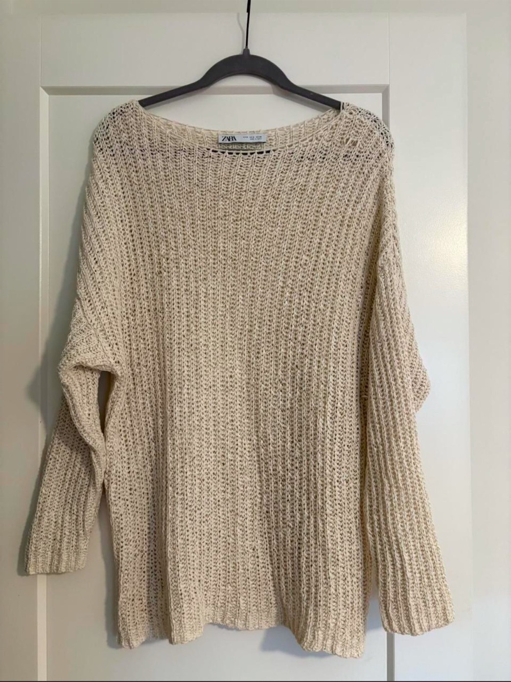 Zara Cream Open Knit Sweater Oversized Relaxed Medium